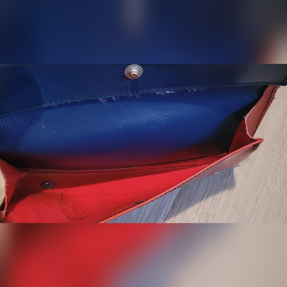 Freitag F555 Caroline 8" x 3.5" (~20cm x 9cm) Blue and Red Wallet Cardholder - Picture 9 of 15